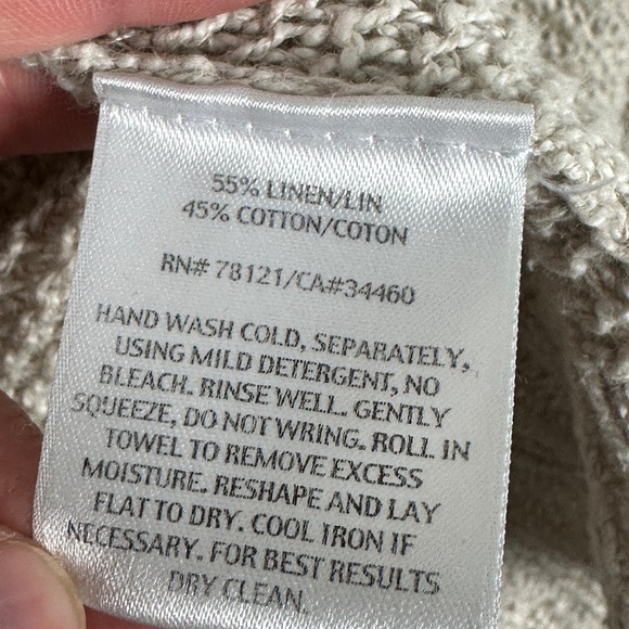 Eileen Fisher Linen Blend Knit Cardigan Sweater Womens Size XL Beige Neutral Top - Picture 8 of 12